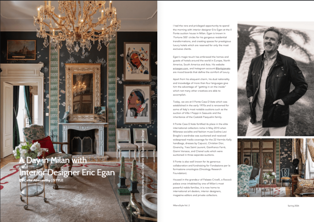 MilanoStyle magazine pages 20-21 Article Eric Egan Interior Designer in Milan