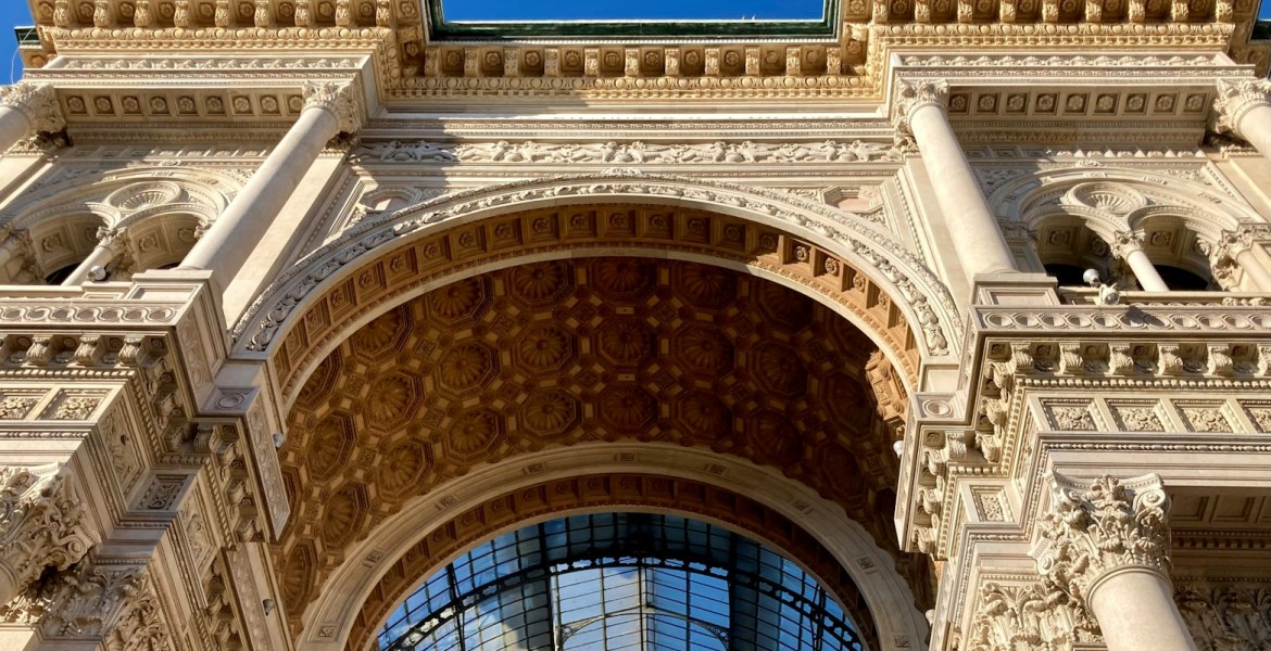 a building with a large arched doorway