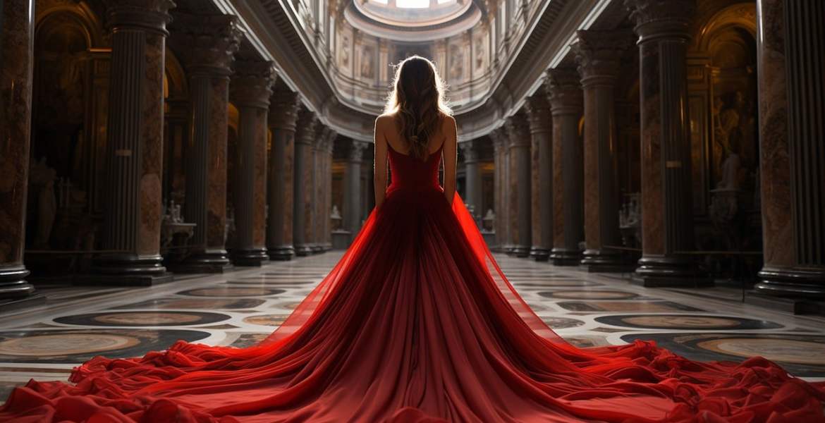 woman, dress, red dress