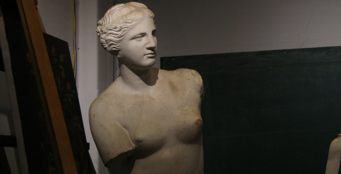 white ceramic bust of man