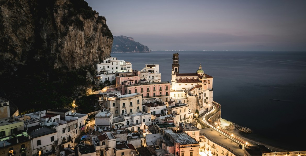 Amalfi coast top view city building during daytime