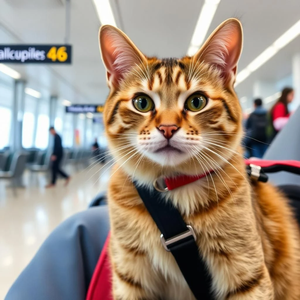 cat in an airport