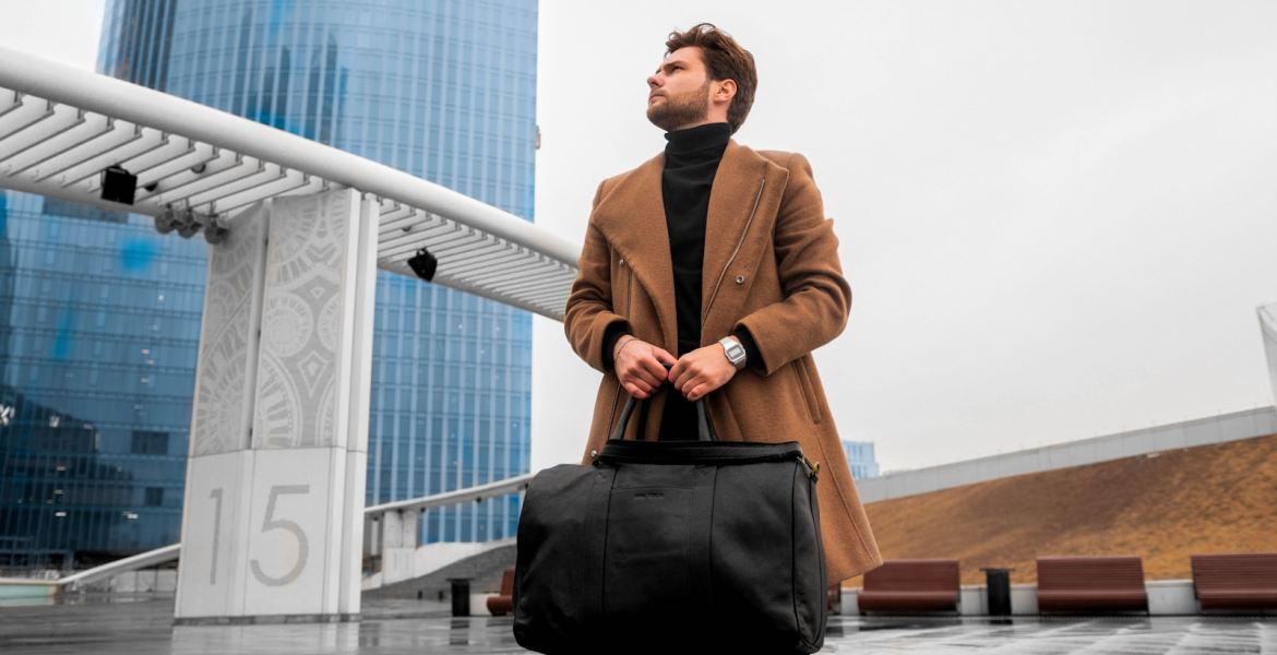 a man holding a briefcase