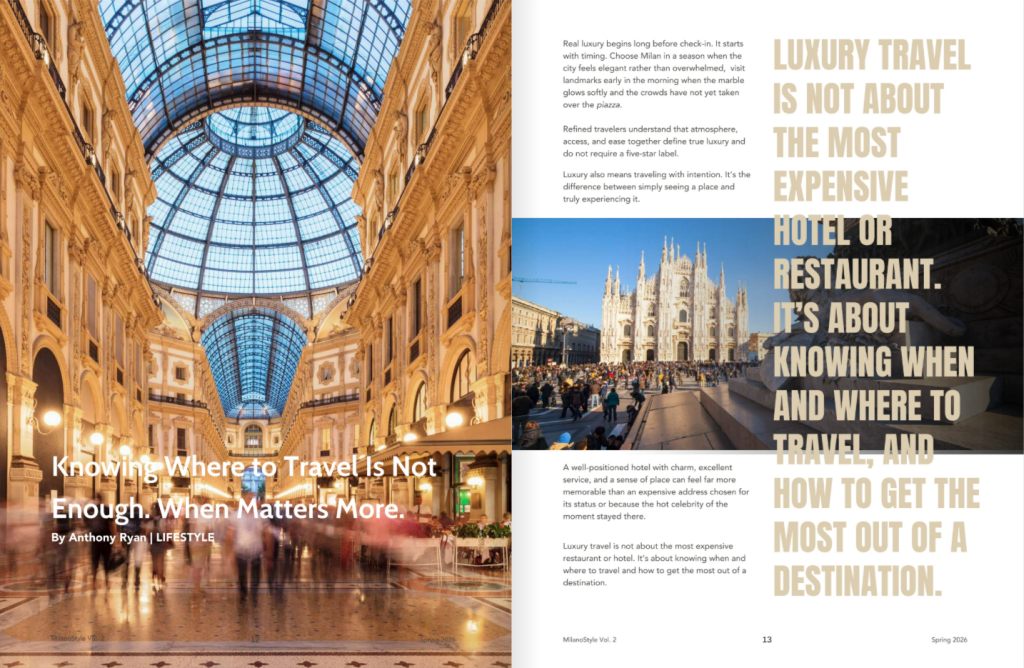 pagina articolo MilanoStyle Vol 2 Sapere quando viaggiare