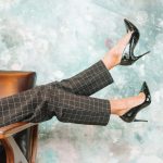 stylish work trousers and stiletto shoes