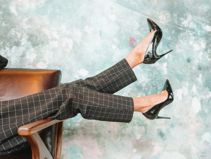 stylish work trousers and stiletto shoes