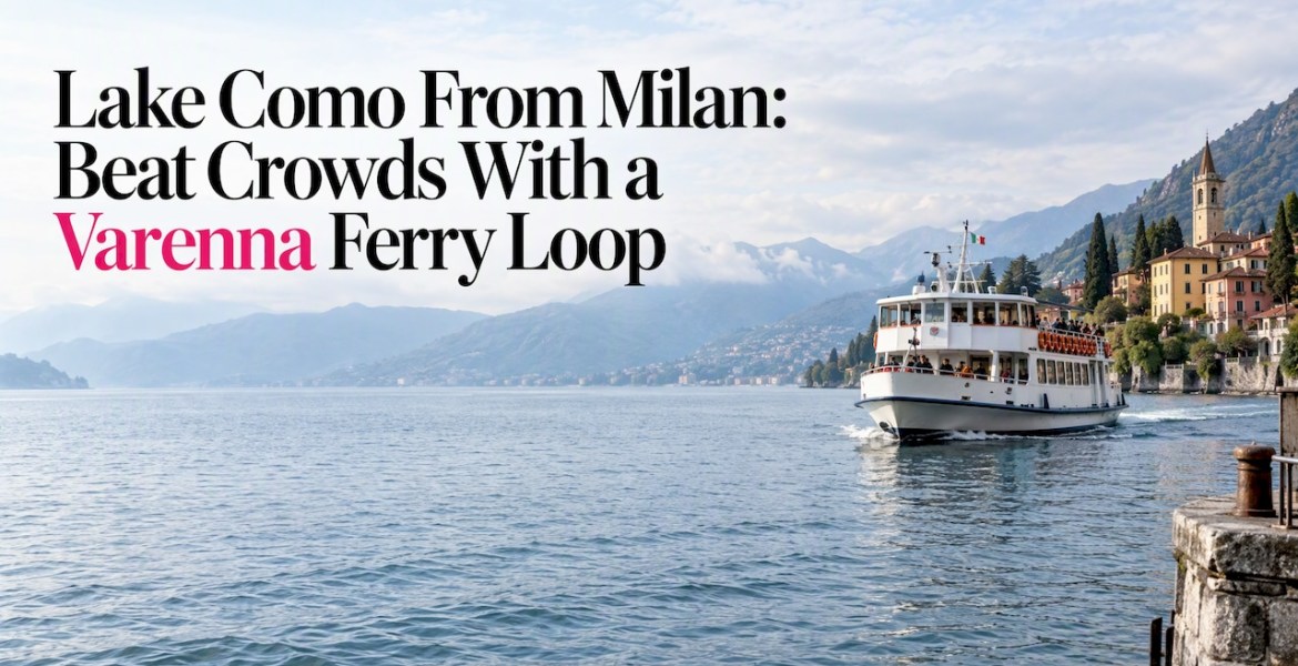 Passenger ferry crossing Lake Como near Varenna